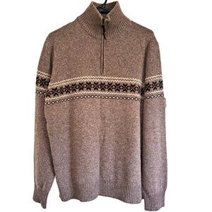 J.Crew Men's L Brown 100% Lambs Wool 1/4 Zip Long Sleeve Turtleneck Sweater